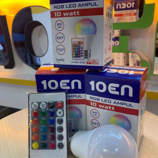 10EN 10W Uzaktan Kumandalı Rgb Led Ampul